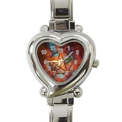 Enchanted Nebula Pentagram Art Heart Italian Charm Watch by ExtraAwesomeSauce