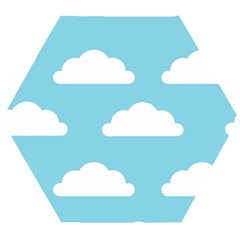 Clouds Blue Pattern Wooden Puzzle Hexagon by ConteMonfrey