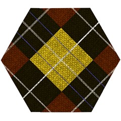 Yellow Plaid Wooden Puzzle Hexagon by ConteMonfrey