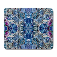 Blue Pour Blend  Large Mousepad by kaleidomarblingart