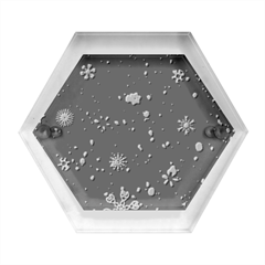 Snowflakes Snow Snowfall Snowing Hexagon Wood Jewelry Box by Apenda