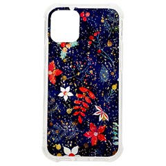 Festive Floral Pattern Christmas Blue Floral Flower Foliage Leaves Pattern Red Snow Winter Iphone 12 Mini Tpu Uv Print Case	 by Maspions