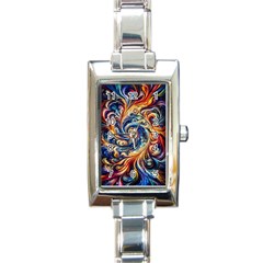 Colorful Motion Abstract Art Rectangle Italian Charm Watch by ExtraAwesomeSauce