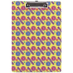 Colorful Bitcoin Pattern A4 Acrylic Clipboard by ExtraAwesomeSauce