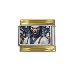 Demon Samurai Gold Trim Italian Charm (9mm) Front