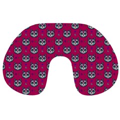 Calavera Cat Art Pattern Travel Neck Pillow by ExtraAwesomeSauce