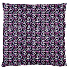 Sugar Skull Cat Pattern Large Premium Plush Fleece Cushion Case (two Sides) by ExtraAwesomeSauce