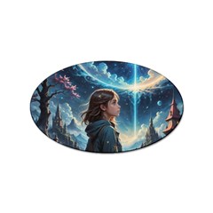 Enchanting Fantasy Night Sky Scene Sticker (oval) by ExtraAwesomeSauce