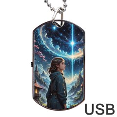 Enchanting Fantasy Night Sky Scene Dog Tag Usb Flash (one Side) by ExtraAwesomeSauce