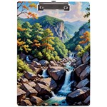 Serene Mountain Waterfall Landscape A4 Acrylic Clipboard Front