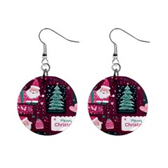 Christmas Santa Claus Mini Button Earrings by Posterlux