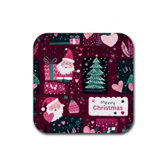 Christmas Santa Claus Rubber Coaster (square) by Posterlux