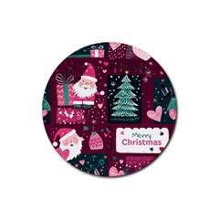 Christmas Santa Claus Rubber Round Coaster (4 Pack) by Posterlux