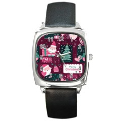 Christmas Santa Claus Square Metal Watch by Posterlux