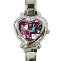 Christmas Santa Claus Heart Italian Charm Watch by Posterlux