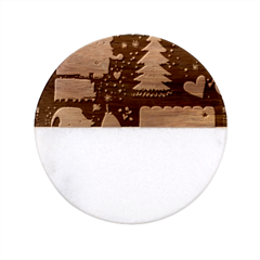 Christmas Santa Claus Classic Marble Wood Coaster (round)  by Posterlux