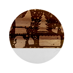 Christmas Santa Claus Marble Wood Coaster (round) by Posterlux