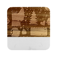 Christmas Santa Claus Marble Wood Coaster (square) by Posterlux