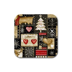 Christmas Reindeer Rubber Square Coaster (4 Pack) by Posterlux