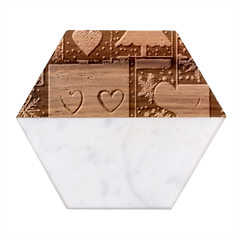 Christmas Reindeer Marble Wood Coaster (hexagon)  by Posterlux