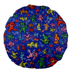 Grateful Dead Dancing Bears Pattern Large 18  Premium Round Cushions by Salmanaz77