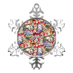 Pattern Kitten Christmas Metal Small Snowflake Ornament by Bedest