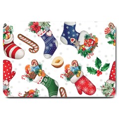 Christmas Socks Gloves Candy Cane Stocking Seamless Large Doormat by Grandong