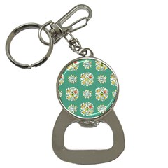 Retro 1960s Flowers Pattern 2 Bottle Opener Key Chain by violetheavensky