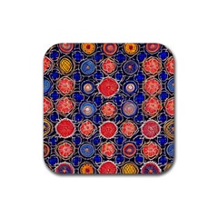 Retro Geometric Shapes And Flowers 3 Rubber Coaster (square) by violetheavensky