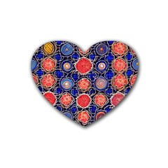 Retro Geometric Shapes And Flowers 3 Rubber Coaster (heart) by violetheavensky