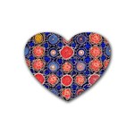 Retro Geometric Shapes And Flowers 3 Rubber Coaster (Heart) Front