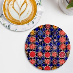 Retro Geometric Shapes And Flowers 3 Uv Print Round Tile Coaster by violetheavensky