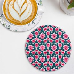 Retro 1880s Flowers Pattern 22 Uv Print Round Tile Coaster by violetheavensky