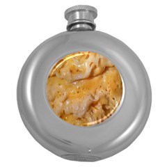 Homemade Flan Extreme Close-up Texture Round Hip Flask (5 Oz) by dflcprintsclothing