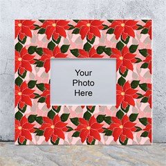 Poinsettia Pattern Seamless Pattern Christmas Xmas White Wall Photo Frame 5  X 7  by Paksenen