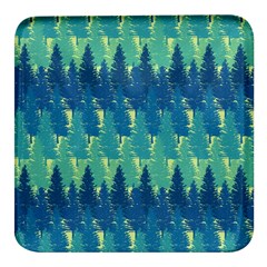 Christmas Trees Pattern Digital Paper Seamless Square Glass Fridge Magnet (4 Pack) by Paksenen