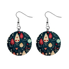 Christmas Tree Pattern Mini Button Earrings by Paksenen