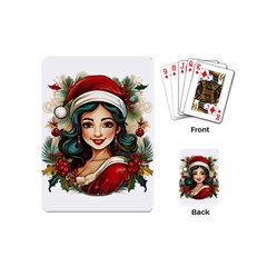 Young Woman With Santa Claus Clothes Isolated Illustration Wb Playing Cards Single Design (mini) by dflcprintsclothing