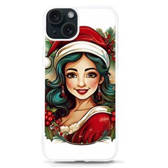 Young Woman With Santa Claus Clothes Isolated Illustration Wb Iphone 15 Tpu Uv Print Case by dflcprintsclothing