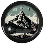 Mountains Wall Clock (Black) Front