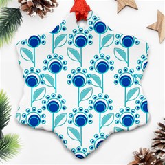 Blue Daisy Minimalist Leaves   Ornament (snowflake) by ConteMonfrey