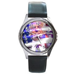 Donald Trump Flag Round Metal Watch by vintagetrump