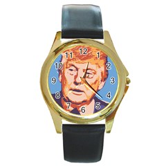 Orange Donald Trump Round Gold Metal Watch by vintagetrump