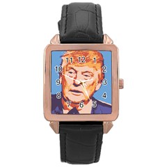 Orange Donald Trump Rose Gold Leather Watch  by vintagetrump