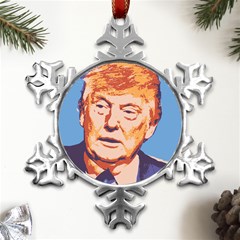 Orange Donald Trump Metal Small Snowflake Ornament by vintagetrump