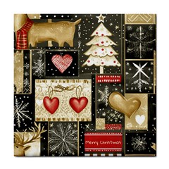 Christmas Reindeer Tile Coaster by Posterlux