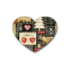 Christmas Reindeer Rubber Heart Coaster (4 Pack) by Posterlux