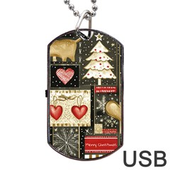 Christmas Reindeer Dog Tag Usb Flash (one Side) by Posterlux