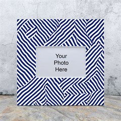 Blue And White Abstract Stripes White Box Photo Frame 4  X 6  by SpinnyChairDesigns