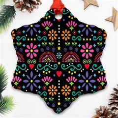 Mexican Folk Art Seamless Pattern Colorful Ornament (snowflake) by Paksenen